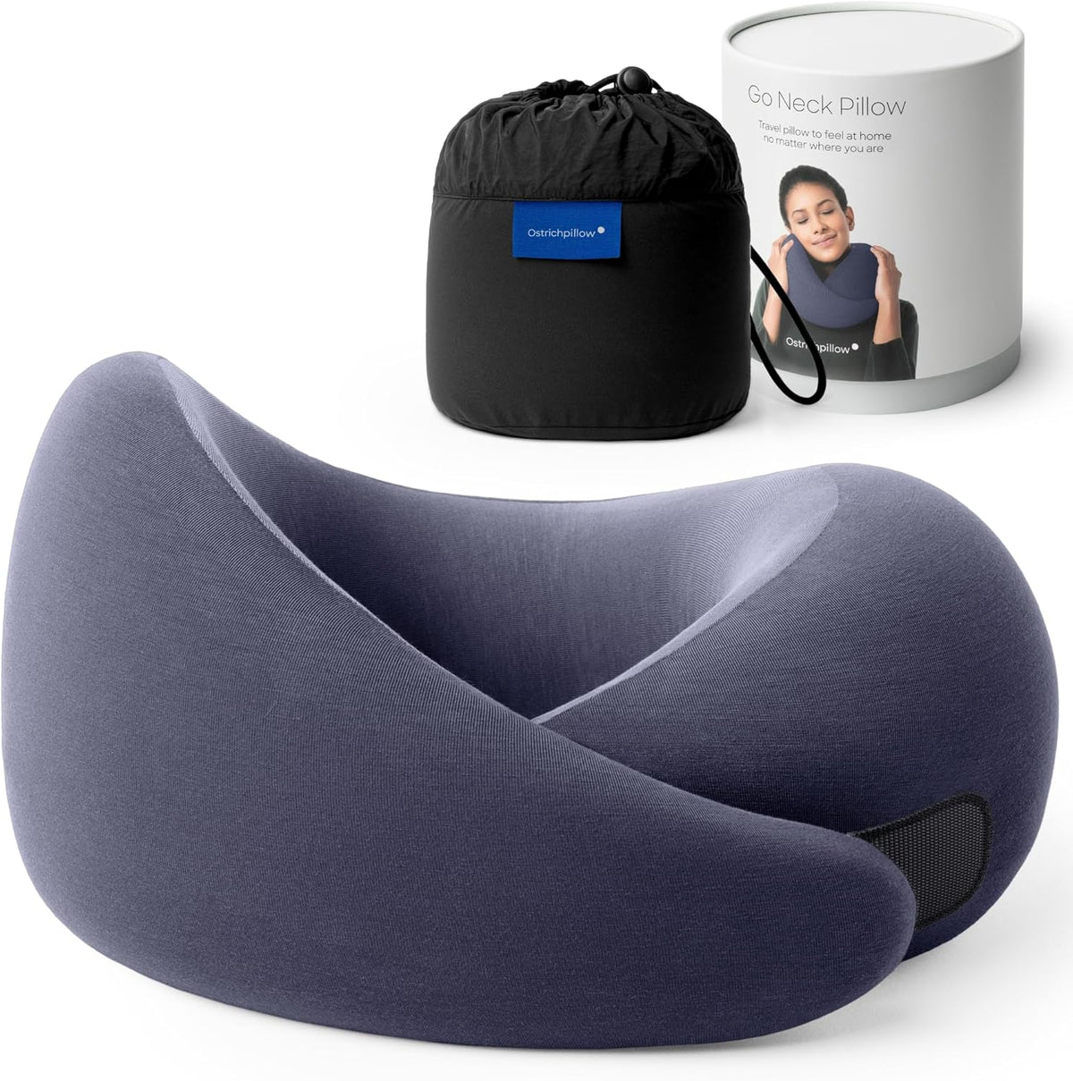 Go Neck Pillow - Premium Memory Foam Travel Pillow, 360º Ergonomic Design, Asymmetrical Sides, Travel Bag Included, Washable Modal Cover