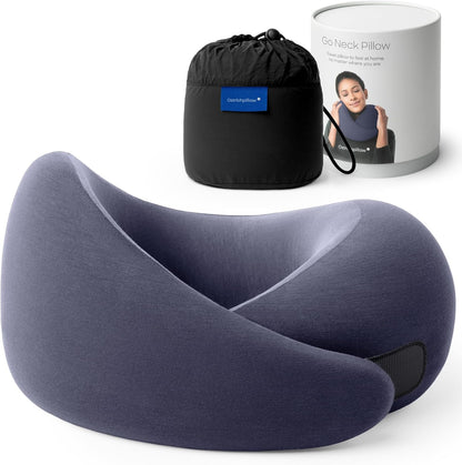 Go Neck Pillow - Premium Memory Foam Travel Pillow, 360º Ergonomic Design, Asymmetrical Sides, Travel Bag Included, Washable Modal Cover