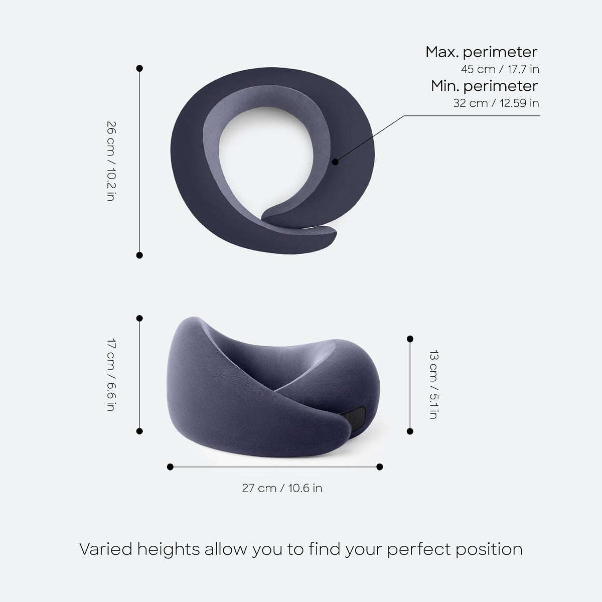 Go Neck Pillow - Premium Memory Foam Travel Pillow, 360º Ergonomic Design, Asymmetrical Sides, Travel Bag Included, Washable Modal Cover
