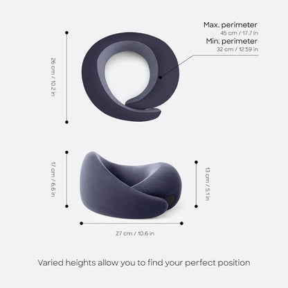 Go Neck Pillow - Premium Memory Foam Travel Pillow, 360º Ergonomic Design, Asymmetrical Sides, Travel Bag Included, Washable Modal Cover