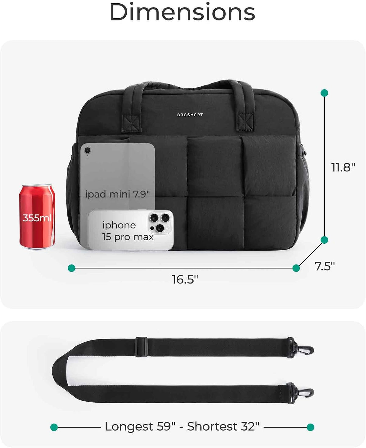 Gym Bag for Women, Personal Item Puffer Duffle Bag, Weekender Overnight Carry On Tote Handag for Travel