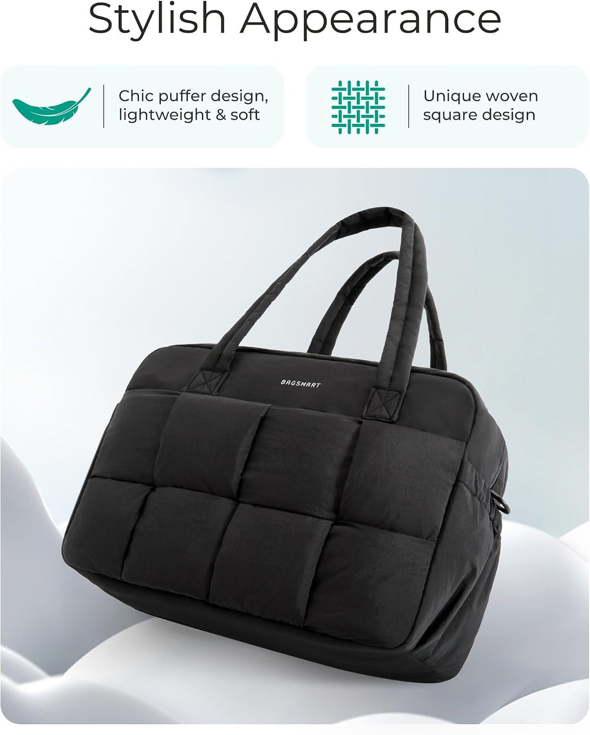 Gym Bag for Women, Personal Item Puffer Duffle Bag, Weekender Overnight Carry On Tote Handag for Travel