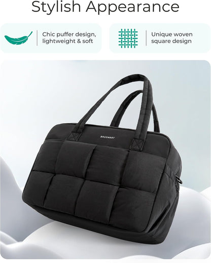 Gym Bag for Women, Personal Item Puffer Duffle Bag, Weekender Overnight Carry On Tote Handag for Travel