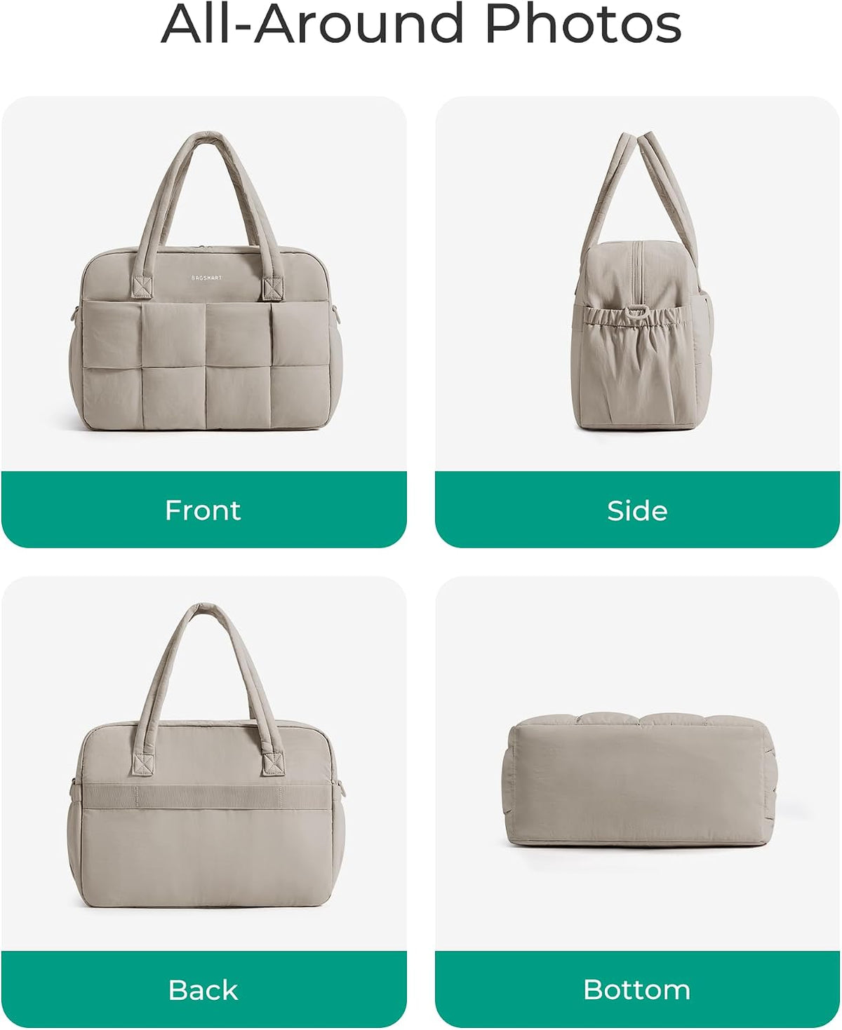 Gym Bag for Women, Personal Item Puffer Duffle Bag, Weekender Overnight Carry On Tote Handag for Travel