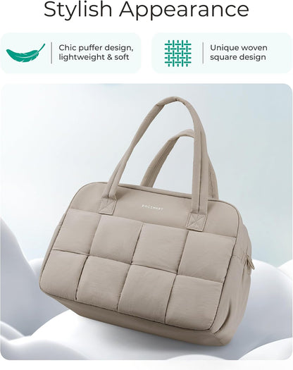 Gym Bag for Women, Personal Item Puffer Duffle Bag, Weekender Overnight Carry On Tote Handag for Travel