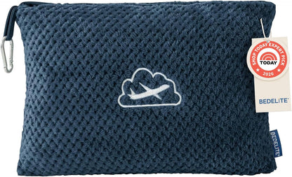 Travel Blanket with Bag, Jacquard Fleece Blanket 65"x40", Blue