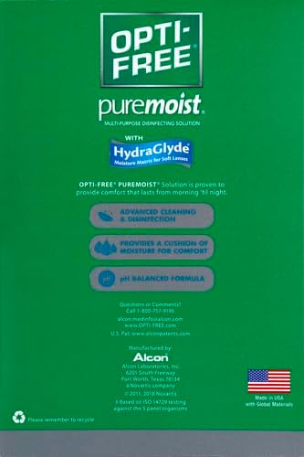 Puremoist Multi-Purpose Disinfecting Solution with Lens Case, 2 pack of 10 fl oz each