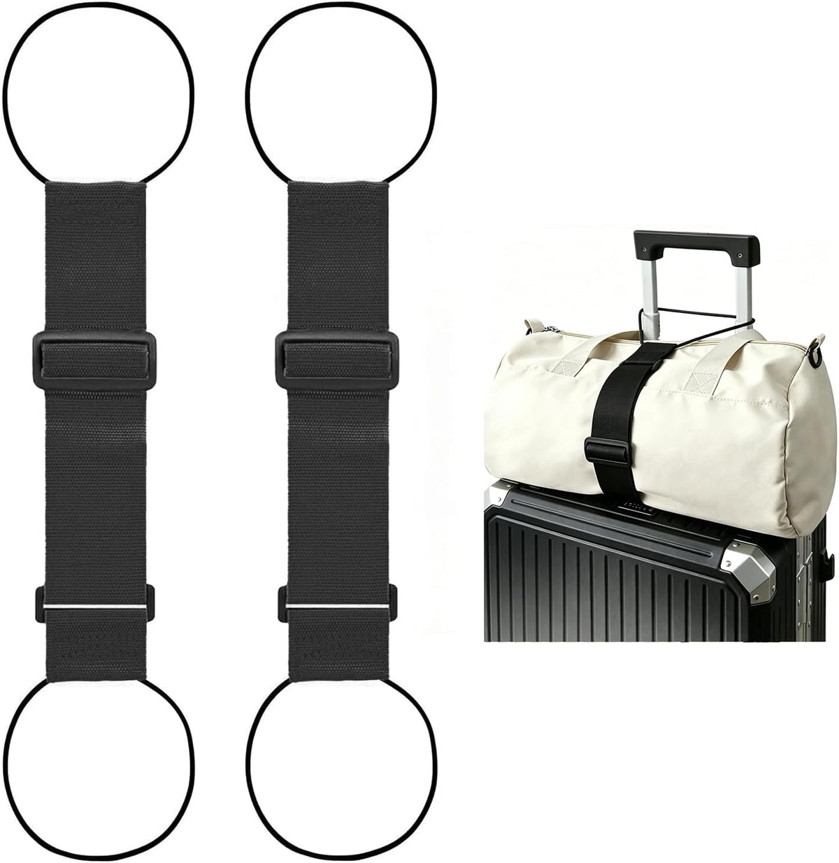 2 Pack Multi Use Strong Adjustable Luggage Connector Straps for Suitcases
