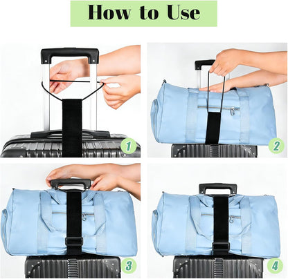2 Pack Multi Use Strong Adjustable Luggage Connector Straps for Suitcases
