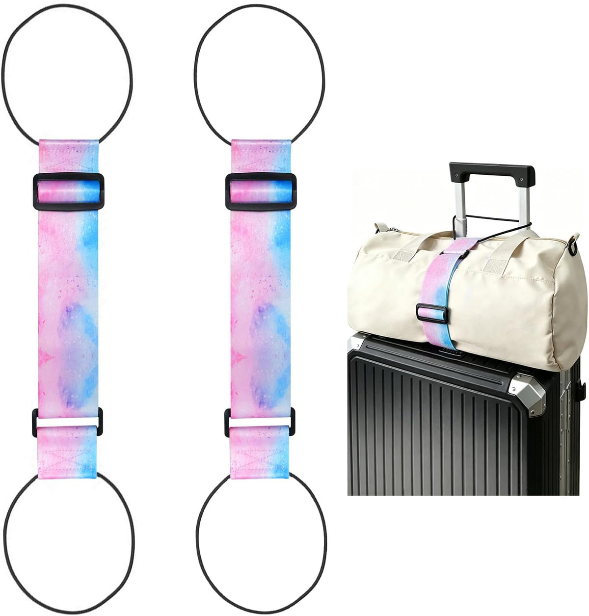2 Pack Multi Use Strong Adjustable Luggage Connector Straps for Suitcases