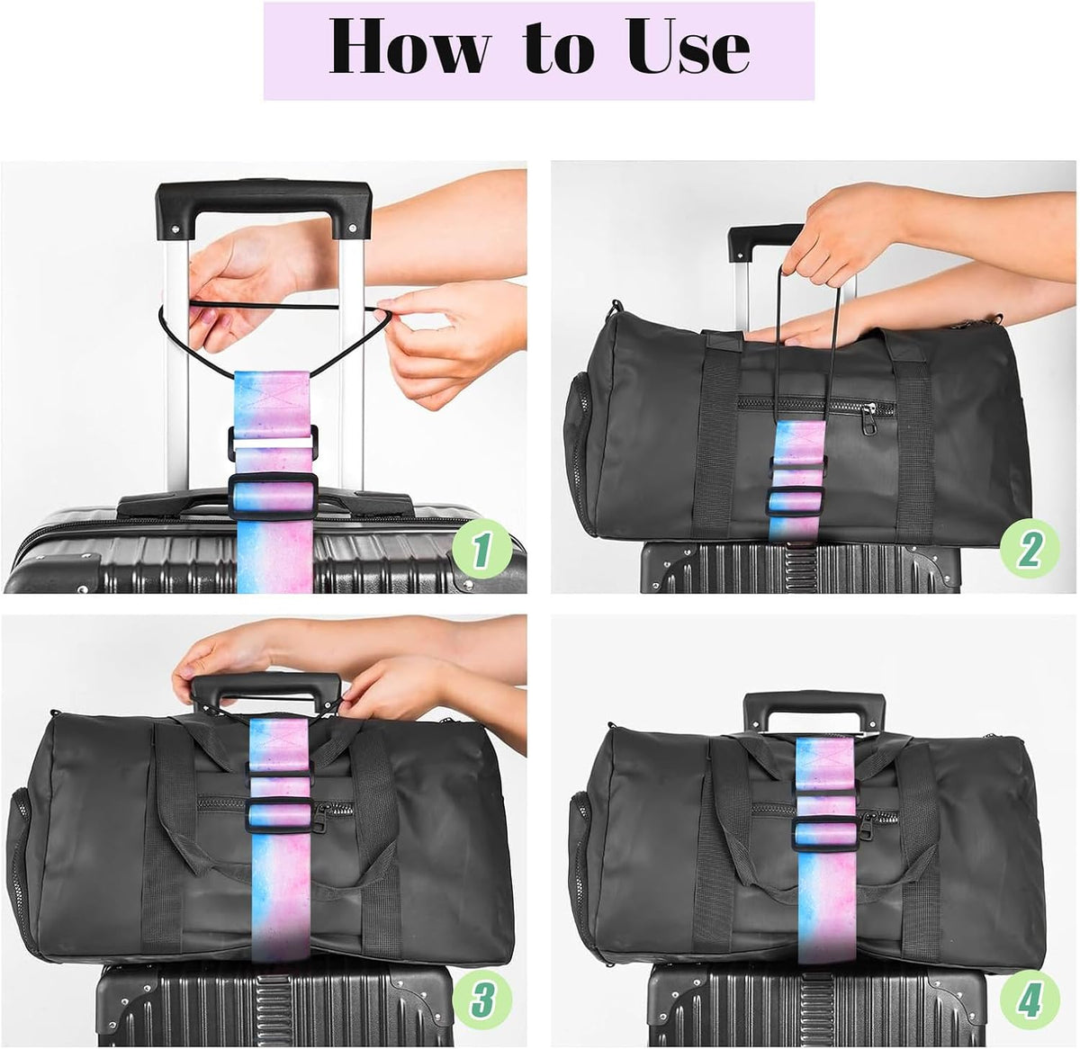 2 Pack Multi Use Strong Adjustable Luggage Connector Straps for Suitcases