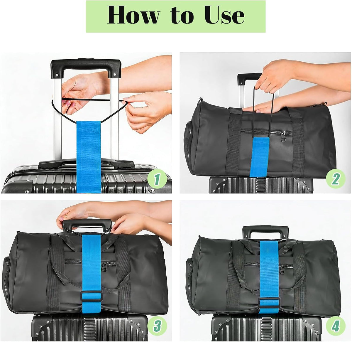 2 Pack Multi Use Strong Adjustable Luggage Connector Straps for Suitcases