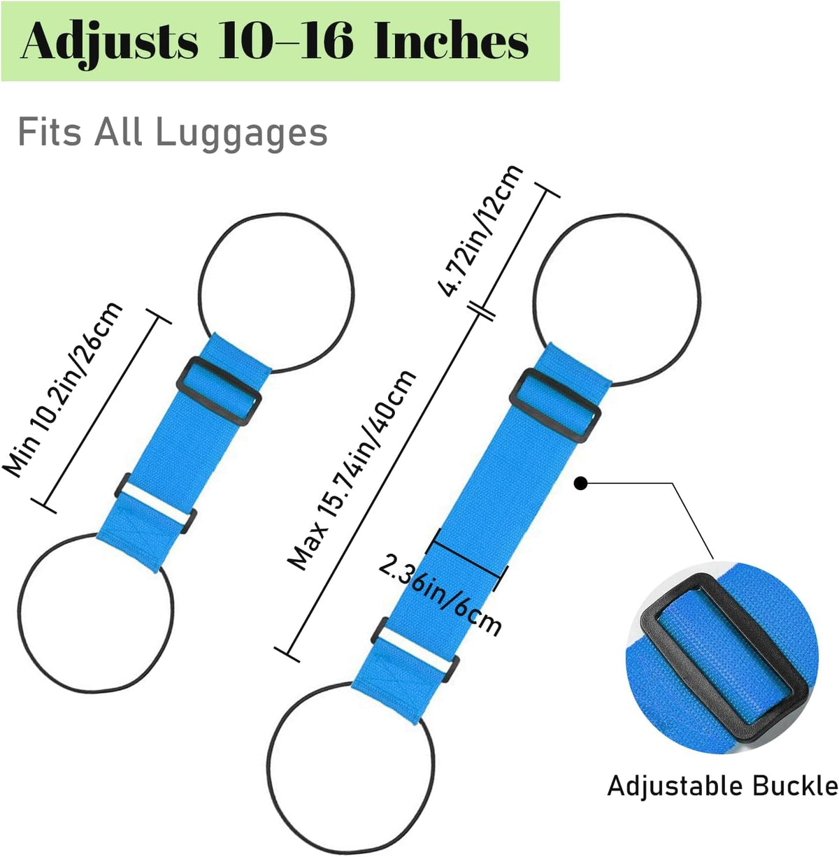 2 Pack Multi Use Strong Adjustable Luggage Connector Straps for Suitcases