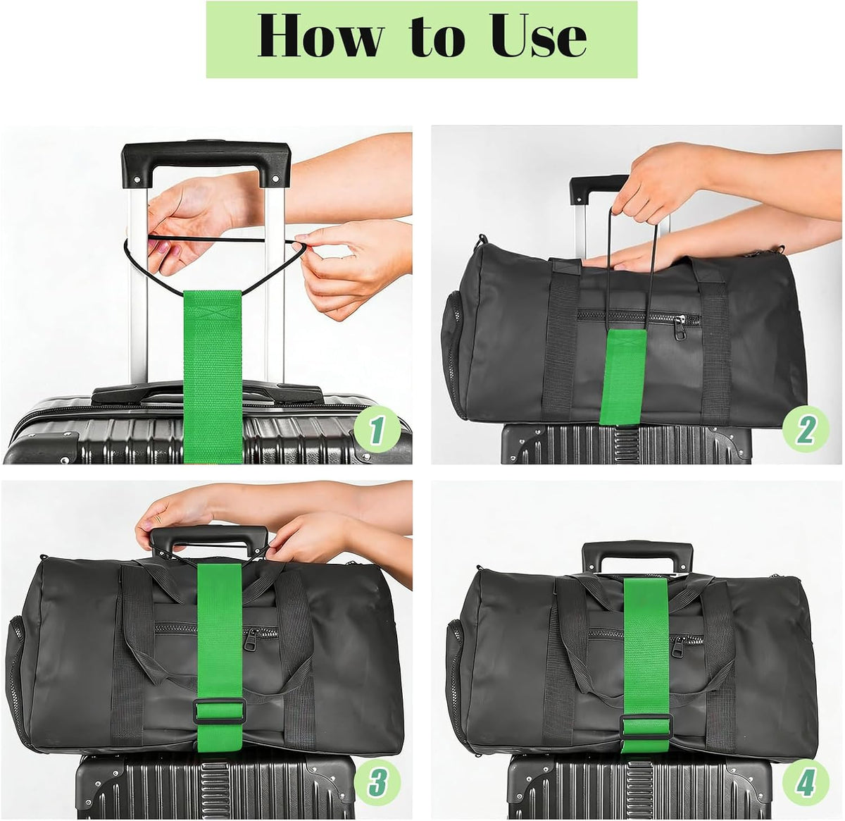 2 Pack Multi Use Strong Adjustable Luggage Connector Straps for Suitcases