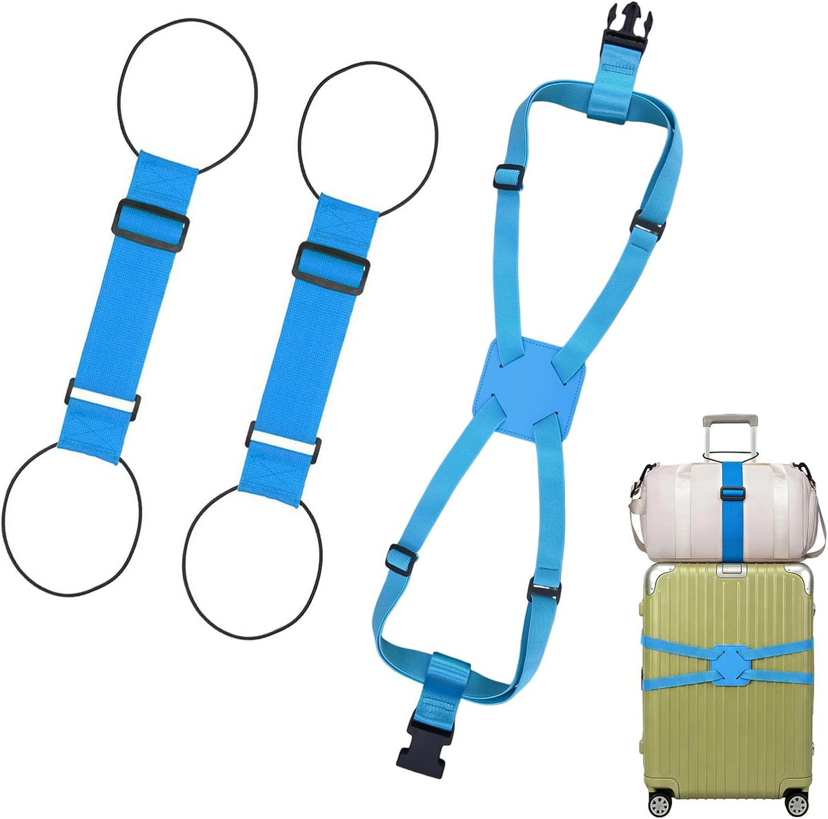 2 Pack Multi Use Strong Adjustable Luggage Connector Straps for Suitcases