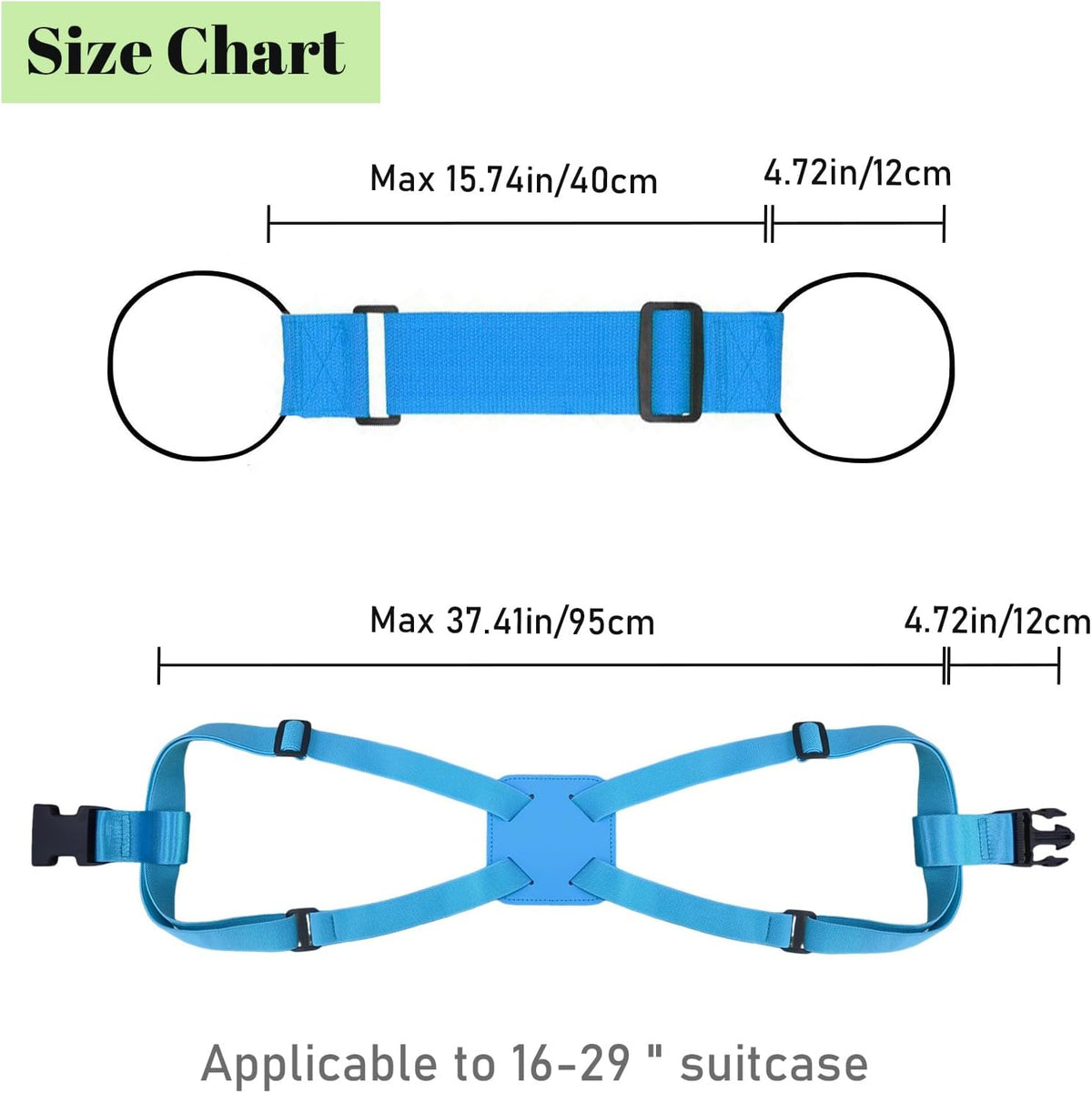 2 Pack Multi Use Strong Adjustable Luggage Connector Straps for Suitcases