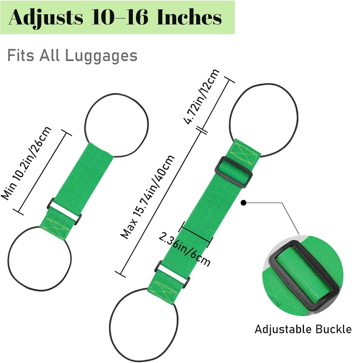 2 Pack Multi Use Strong Adjustable Luggage Connector Straps for Suitcases