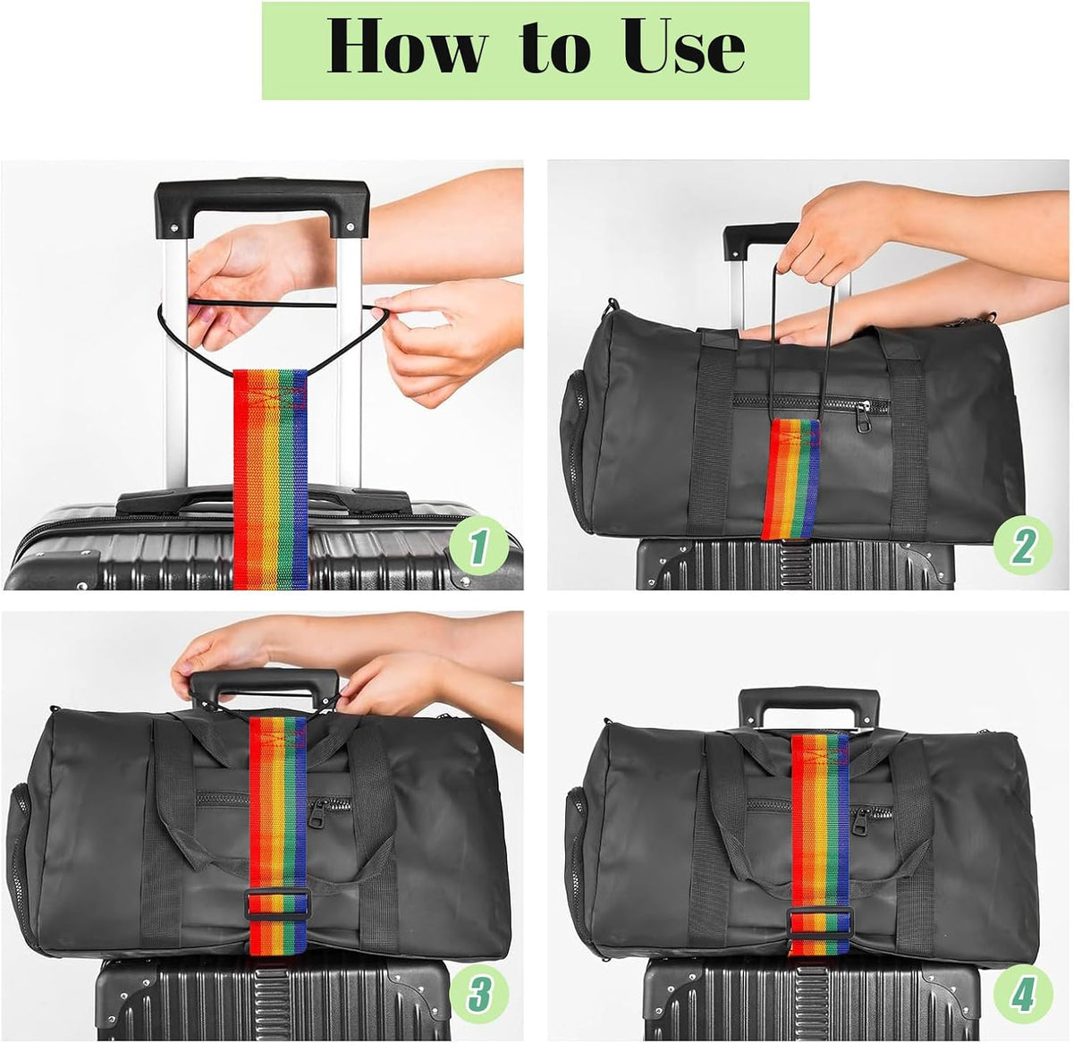 2 Pack Multi Use Strong Adjustable Luggage Connector Straps for Suitcases