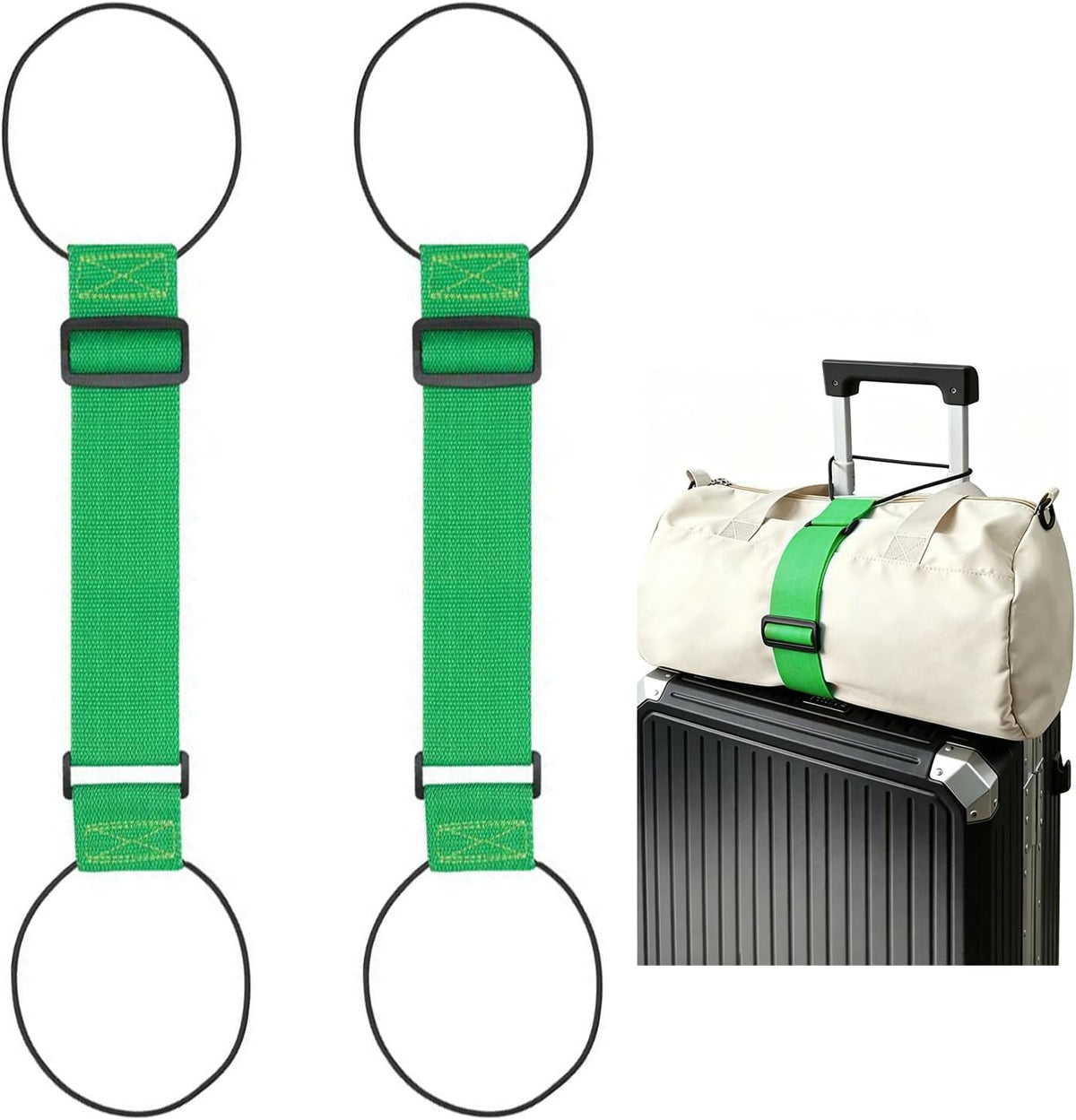 2 Pack Multi Use Strong Adjustable Luggage Connector Straps for Suitcases