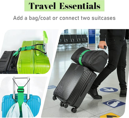 2 Pack Multi Use Strong Adjustable Luggage Connector Straps for Suitcases