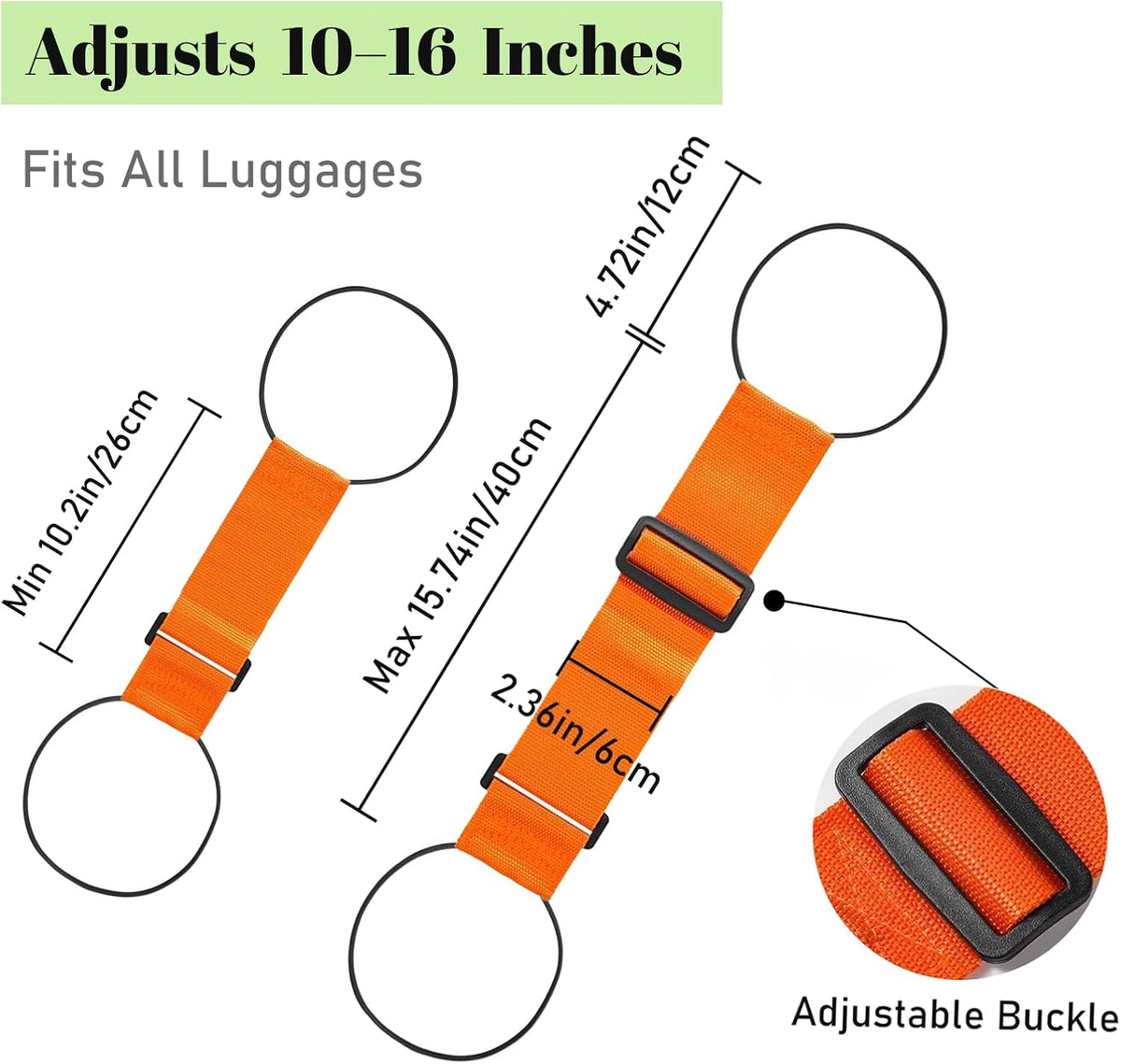 2 Pack Multi Use Strong Adjustable Luggage Connector Straps for Suitcases
