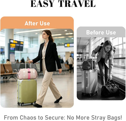 2 Pack Multi Use Strong Adjustable Luggage Connector Straps for Suitcases