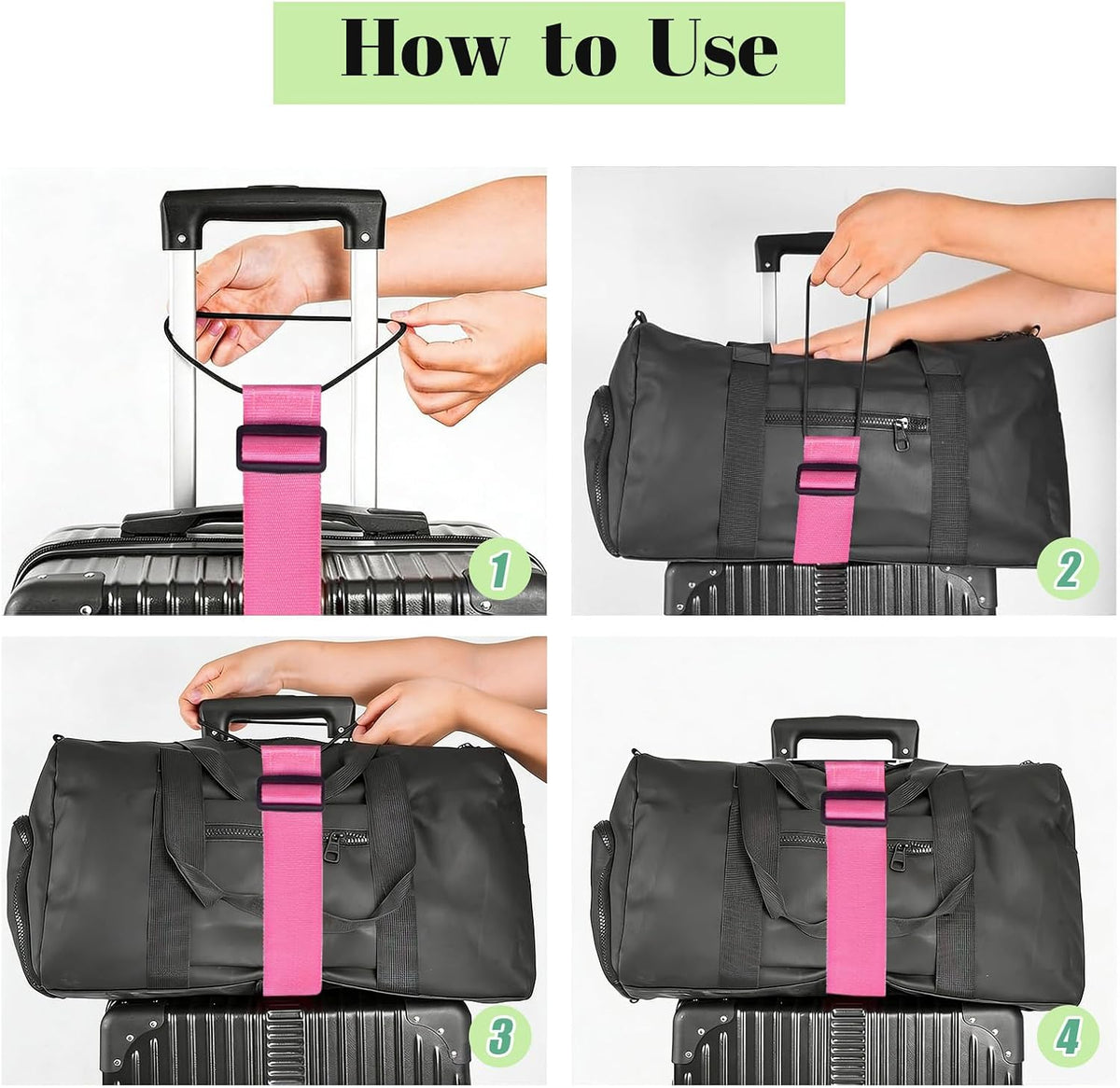 2 Pack Multi Use Strong Adjustable Luggage Connector Straps for Suitcases