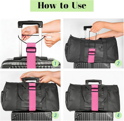 2 Pack Multi Use Strong Adjustable Luggage Connector Straps for Suitcases