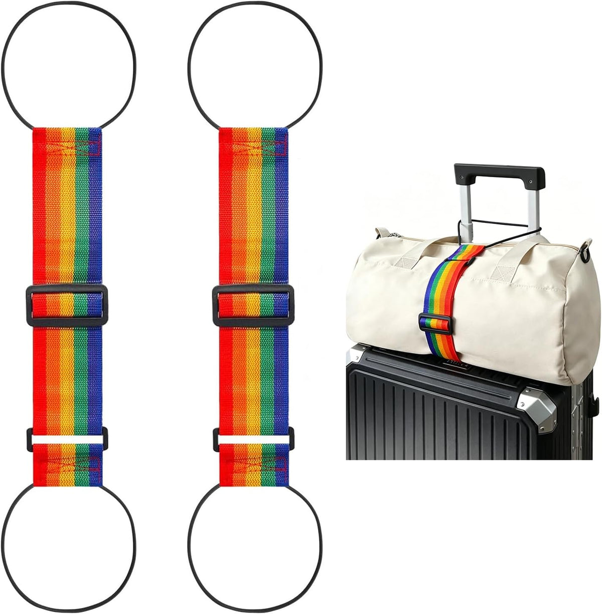 2 Pack Multi Use Strong Adjustable Luggage Connector Straps for Suitcases