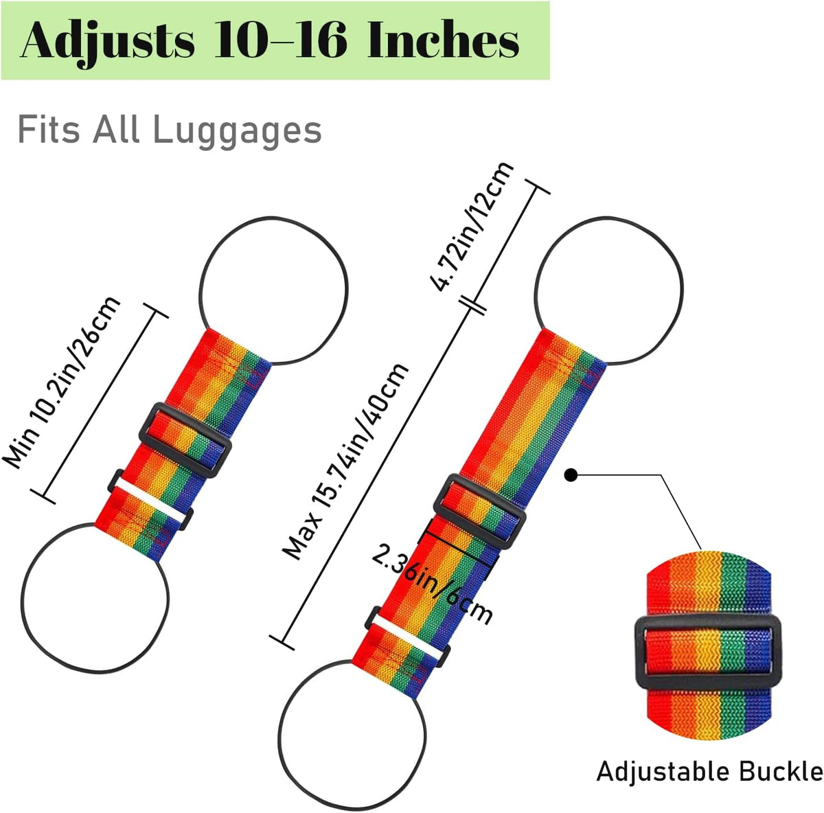 2 Pack Multi Use Strong Adjustable Luggage Connector Straps for Suitcases