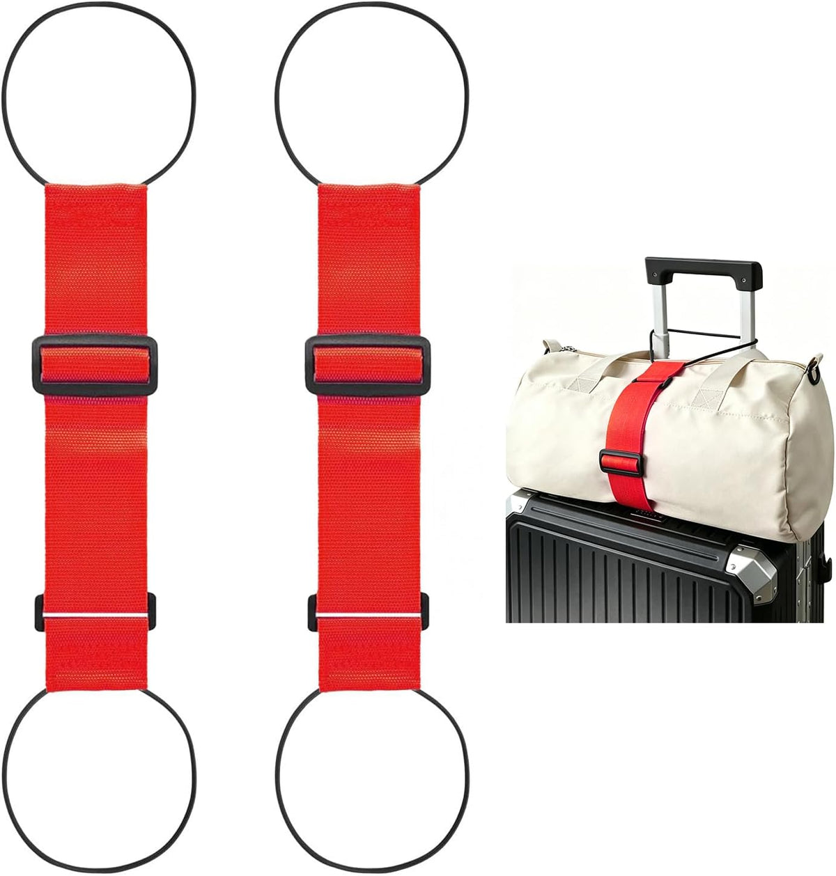2 Pack Multi Use Strong Adjustable Luggage Connector Straps for Suitcases