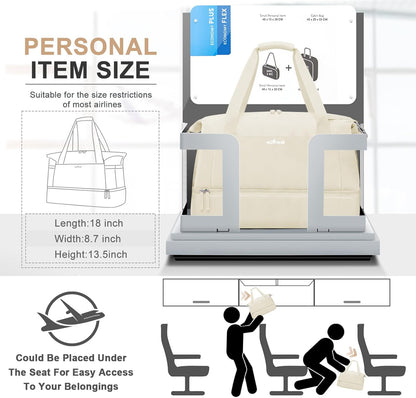 Gym Bag for Women, Personal Item Travel Bag with Shoes Compartment for Trip