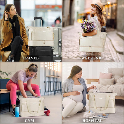 Gym Bag for Women, Personal Item Travel Bag with Shoes Compartment for Trip