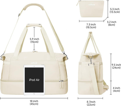 Gym Bag for Women, Personal Item Travel Bag with Shoes Compartment for Trip