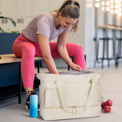 Gym Bag for Women, Personal Item Travel Bag with Shoes Compartment for Trip