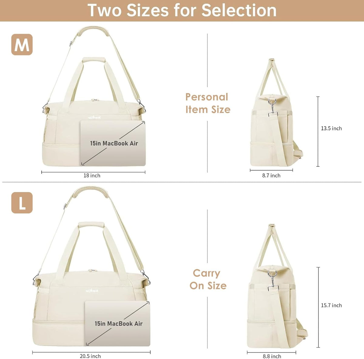 Gym Bag for Women, Personal Item Travel Bag with Shoes Compartment for Trip