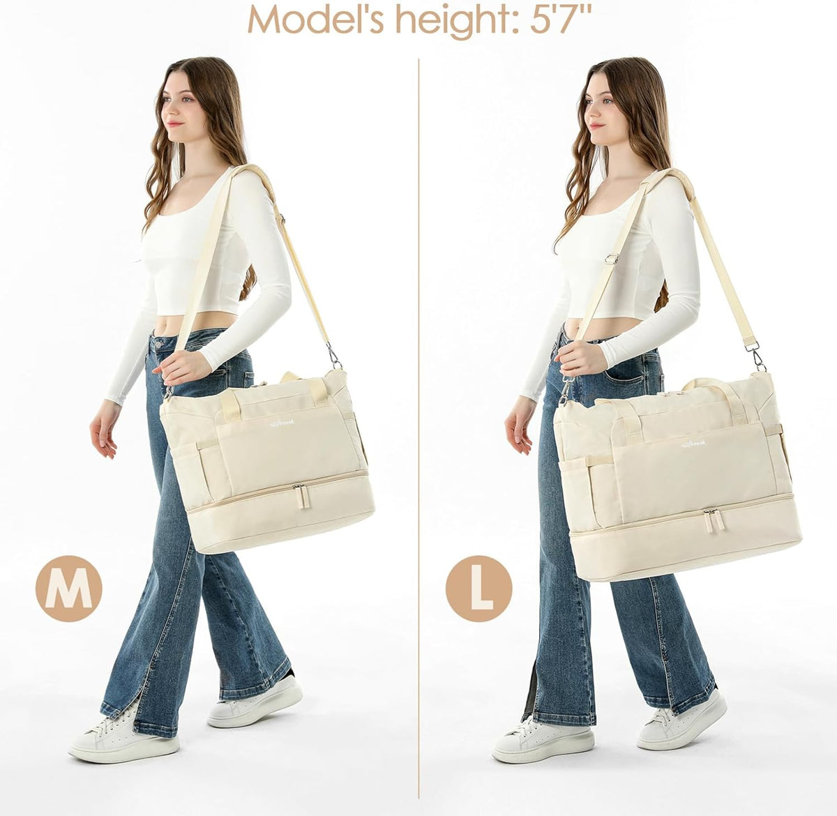 Gym Bag for Women, Personal Item Travel Bag with Shoes Compartment for Trip