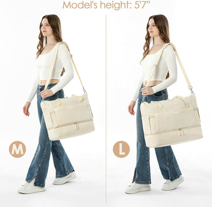 Gym Bag for Women, Personal Item Travel Bag with Shoes Compartment for Trip