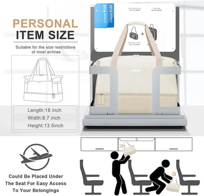 Gym Bag for Women, Personal Item Travel Bag with Shoes Compartment for Trip