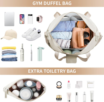 Gym Bag for Women, Personal Item Travel Bag with Shoes Compartment for Trip