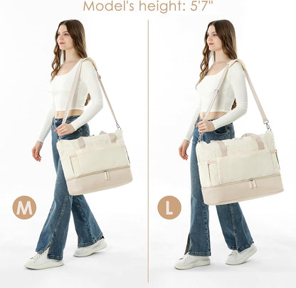 Gym Bag for Women, Personal Item Travel Bag with Shoes Compartment for Trip