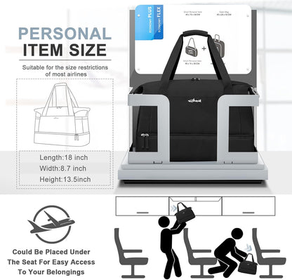 Gym Bag for Women, Personal Item Travel Bag with Shoes Compartment for Trip