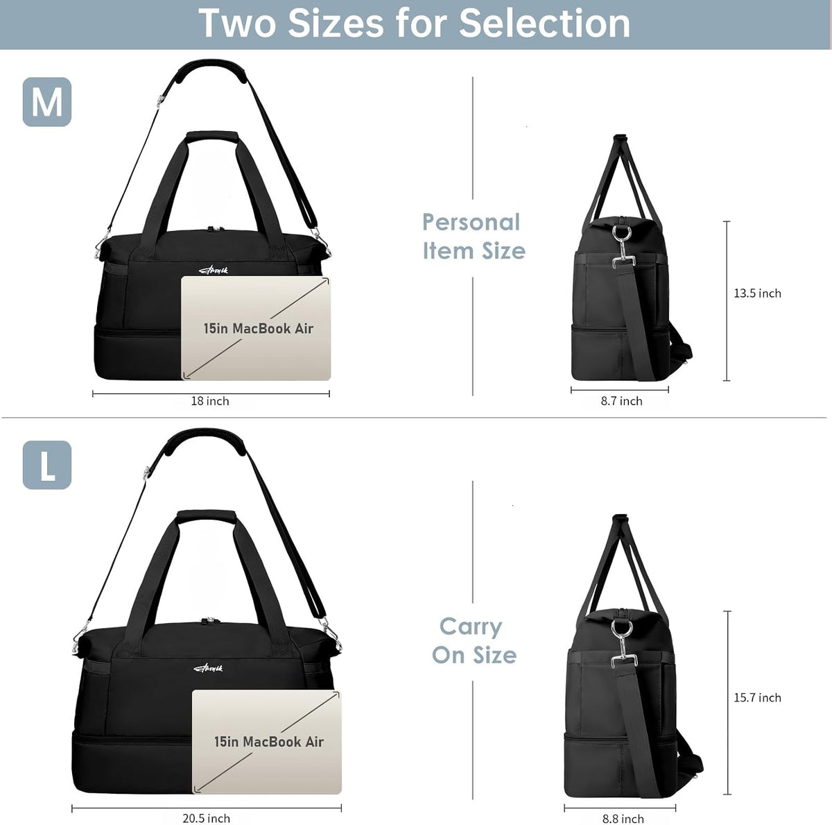 Gym Bag for Women, Personal Item Travel Bag with Shoes Compartment for Trip