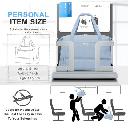 Gym Bag for Women, Personal Item Travel Bag with Shoes Compartment for Trip
