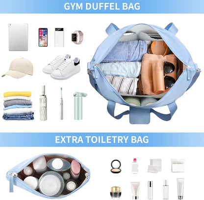 Gym Bag for Women, Personal Item Travel Bag with Shoes Compartment for Trip
