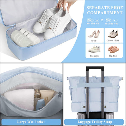 Gym Bag for Women, Personal Item Travel Bag with Shoes Compartment for Trip