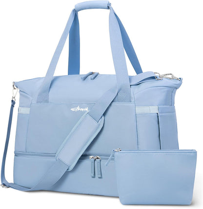 Gym Bag for Women, Personal Item Travel Bag with Shoes Compartment for Trip