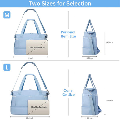 Gym Bag for Women, Personal Item Travel Bag with Shoes Compartment for Trip