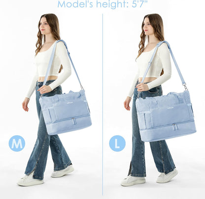 Gym Bag for Women, Personal Item Travel Bag with Shoes Compartment for Trip
