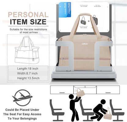 Gym Bag for Women, Personal Item Travel Bag with Shoes Compartment for Trip